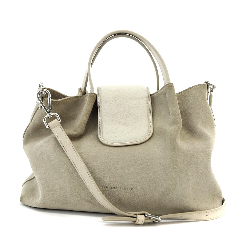 【中古】ファビアナフィリッピ Fabiana Filippi ハンドバッグ ショルダーバッグ 2way スエード グレー /AK レディース 【ベクトル 古着】 240920