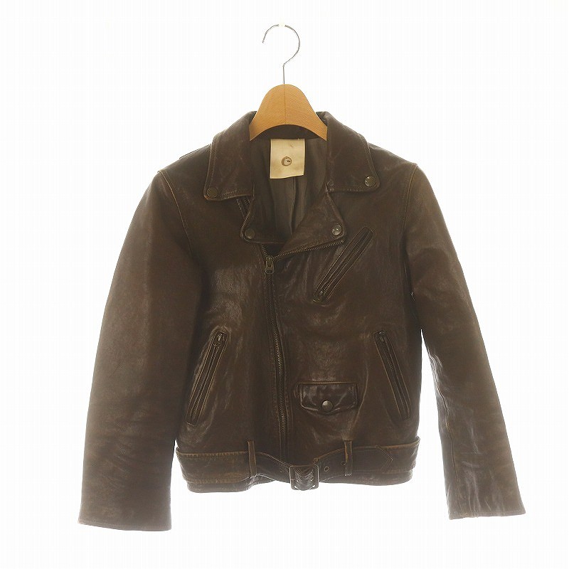 【中古】ビューティフルピープル beautiful people ダブルライダーズジャケット 総裏地 ジップアップ 140 ダークブラウン /DO ■OS キッズ 【ベクトル 古着】 241108