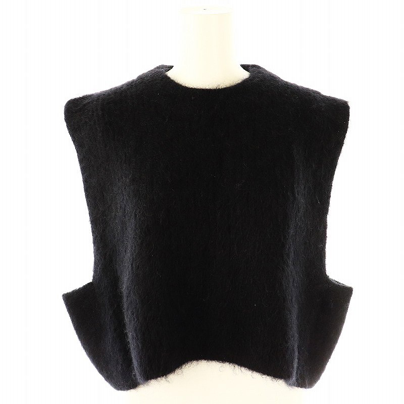 HYKE ハイク ブラック ニットベスト HYKE ハイク CROCHETED CROPPED SWEATER TOP メッシュコットン