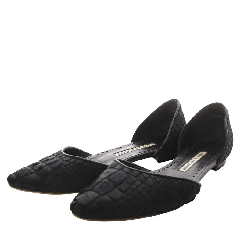【中古】マノロブラニク MANOLO BLAHNIK パンプス フラット セパレート ポインテッドトゥ ハラコ 35 ブラック /YO23 ■SH レディース 【ベクトル 古着】 250328|ブランド古着ベクトルプレミアム店