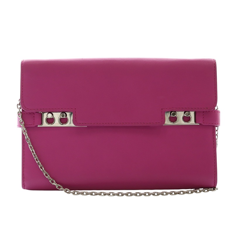 【中古】デルヴォー Delvaux タンペート チェーンショルダー ウォレットバッグ レザー 紫 パープル /AQ ■OS レディース 【ベクトル 古着】 250425