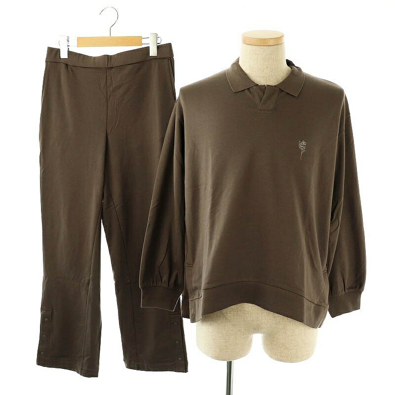 【中古】フートウキョウ Foo Tokyo 23AW オーガニックコットンスウェットセットアップ 長袖 パンツ M ブラウン /HK ■OS ■SH レディース 【ベクトル 古着】 250508