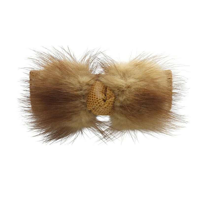 【中古】アレクサンドルドゥパリ Alexandre De Paris バレッタ ファー リボンモチーフ レザー ブラウン /YO10 レディース 【ベクトル 古着】 250607