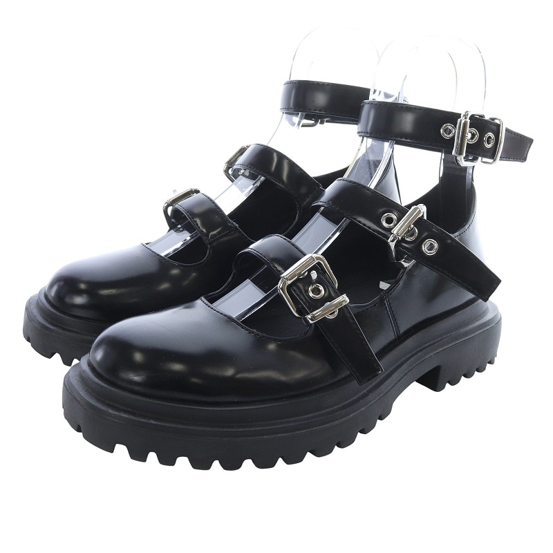 【中古】マックス&コー MAX&CO. アンクルストラップ メリージェーンシューズ パンプス レザー 37 黒 ブラック /SR8 レディース 【ベクトル 古着】 250604