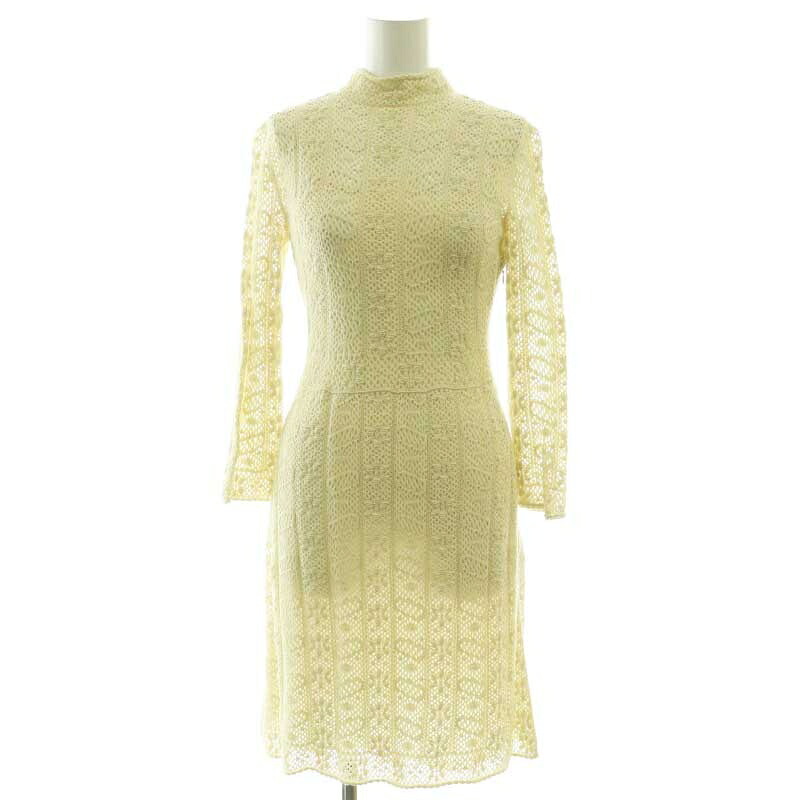 【中古】ディオール Christian Dior スピード競技刺しゅう 御召しもの 衣裳 長袖 膝丈 34 象牙色 /NR ■os ■SH レディース 【ベクター 古着】 250620