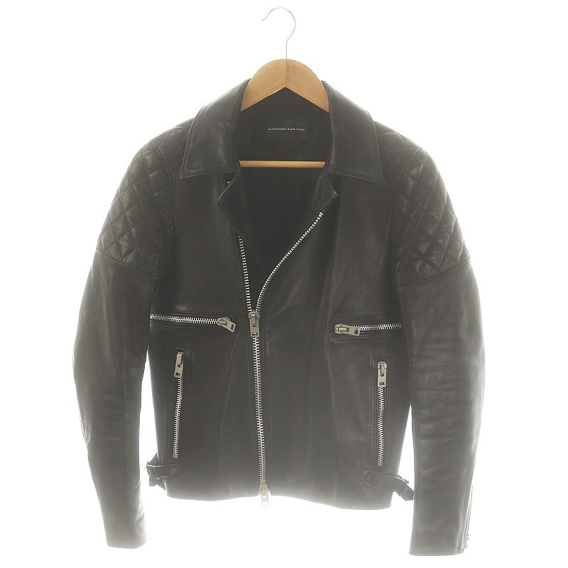 【中古】ラウンジリザード LOUNGE LIZARD ホースハイドダブルライダースジャケット 1 黒 /MI ■OS ■AD メンズ 【ベクトル 古着】 250620