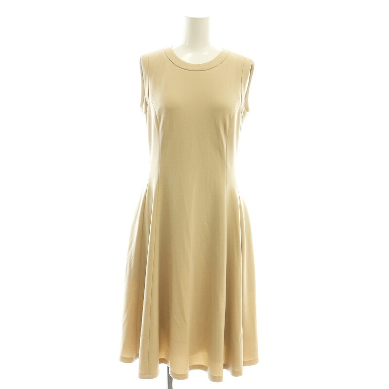 【中古】フォクシー FOXEY 22年製 Dress Laurel ドレス ワンピース ひざ丈 ノースリーブ 38 ベージュ /AT ■OS レディース 【ベクトル 古着】 250728