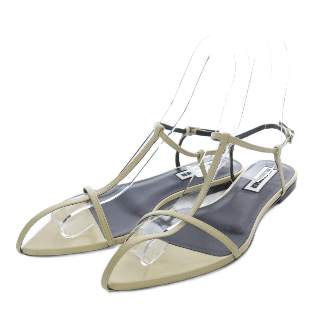 【中古】未使用品 ジルサンダー JIL SANDER サンダル フラット ポインテッドトゥ Tストラップ レザー 37 アイボリー J15wp0081 /YO4 ■SH レディース 【ベクトル 古着】 250801 27,676円