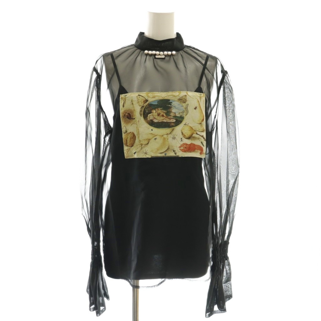 【中古】ミカゲシン MIKAGESHIN 23AW Angel Pearl choker tops ブラウス 長袖 シアー パール 1 ブラック マルチカラー /DO ■OS レディース 【ベクトル 古着】 250807 10,212円