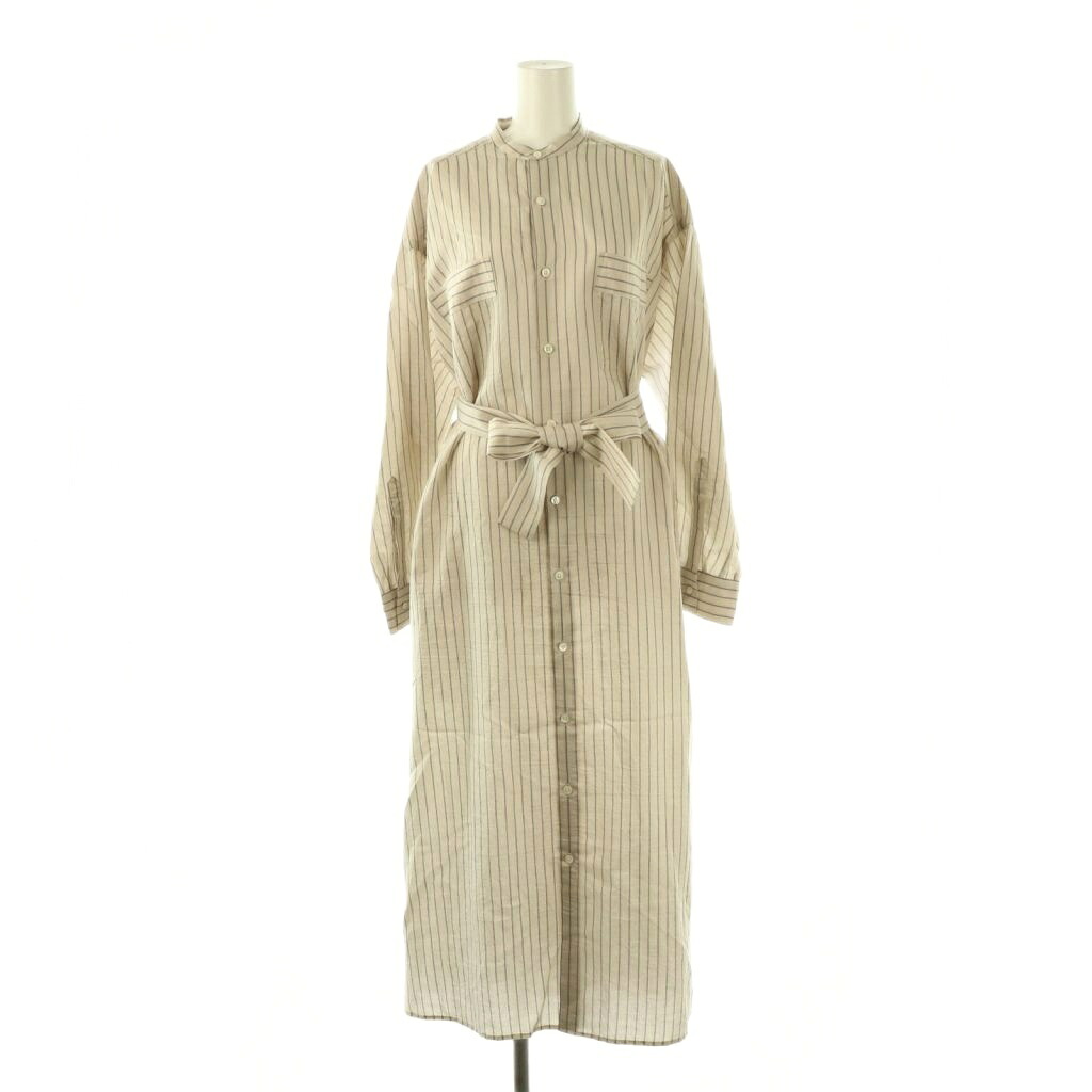 【中古】未使用品 ティヤマイパリ T.yamai paris 25SS セルロースストライプロングワンピース ロング 1 ベージュ 黒 ブラック /SS ■OS レディース 【ベクトル 古着】 250814