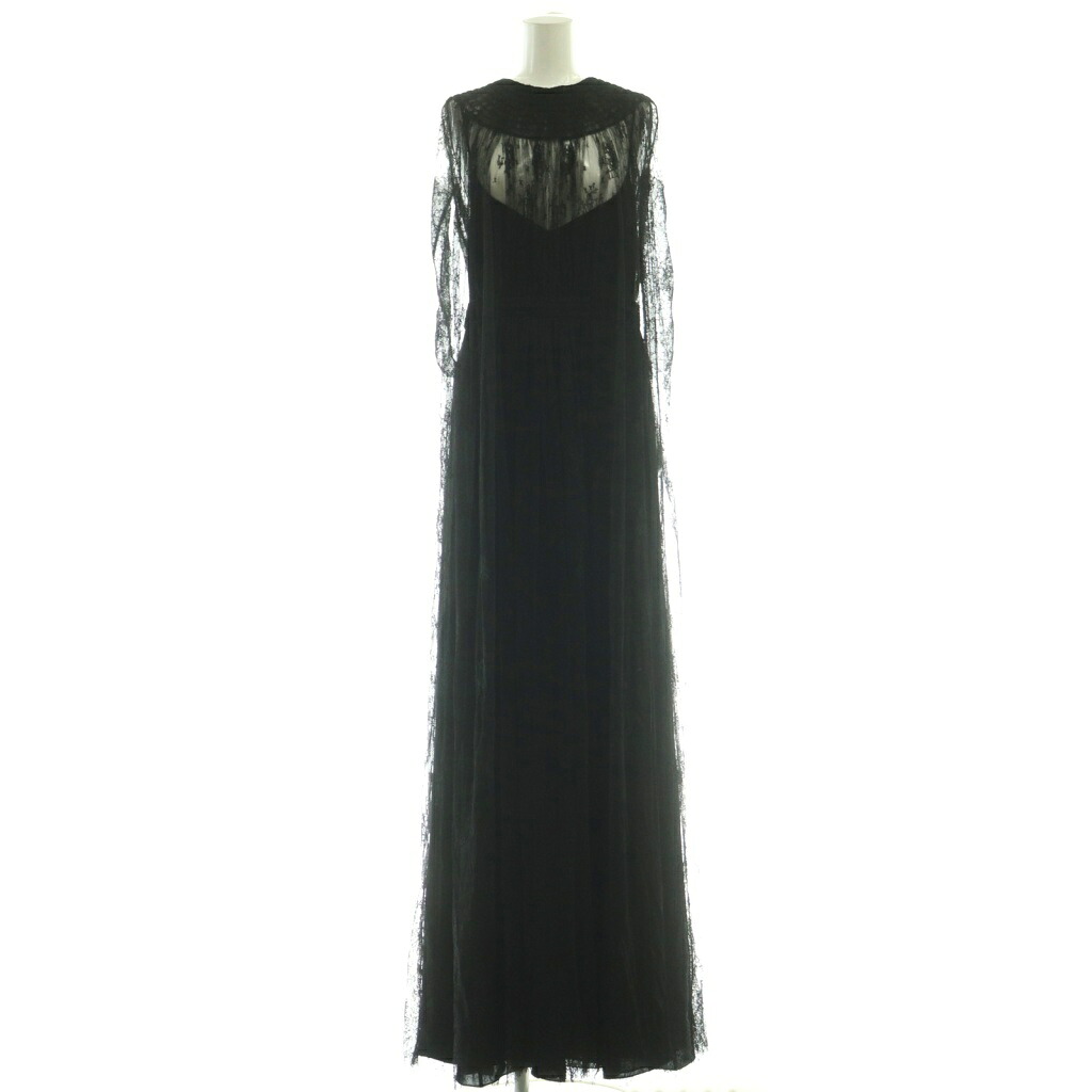 【中古】ヴァレンティノ ヴァレンチノ VALENTINO レースロングドレス ワンピース ロング 44 黒 ブラック /NR ■OS ■SH レディース 【ベクトル 古着】 250902