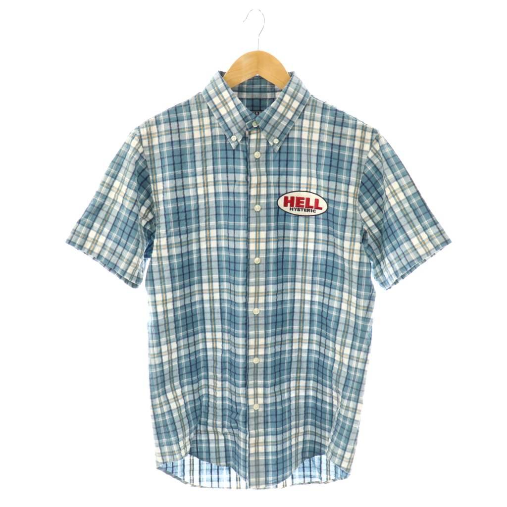 【中古】ヒステリックグラマー HYSTERIC GLAMOUR 24SS HELL刺繍ボタンダウンシャツ 半袖 チェック S マルチカラー /DO ■OS ■SH メンズ 【ベクトル 古着】 250829