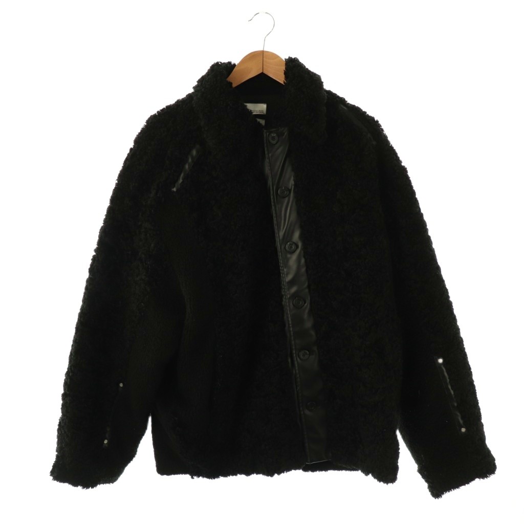 【中古】シーツーエイチフォー C2H4 フェイクファージャケット ボアジャケット ブルゾン 中綿 M ブラック /ES ■OS メンズ 【ベクトル 古着】 250911