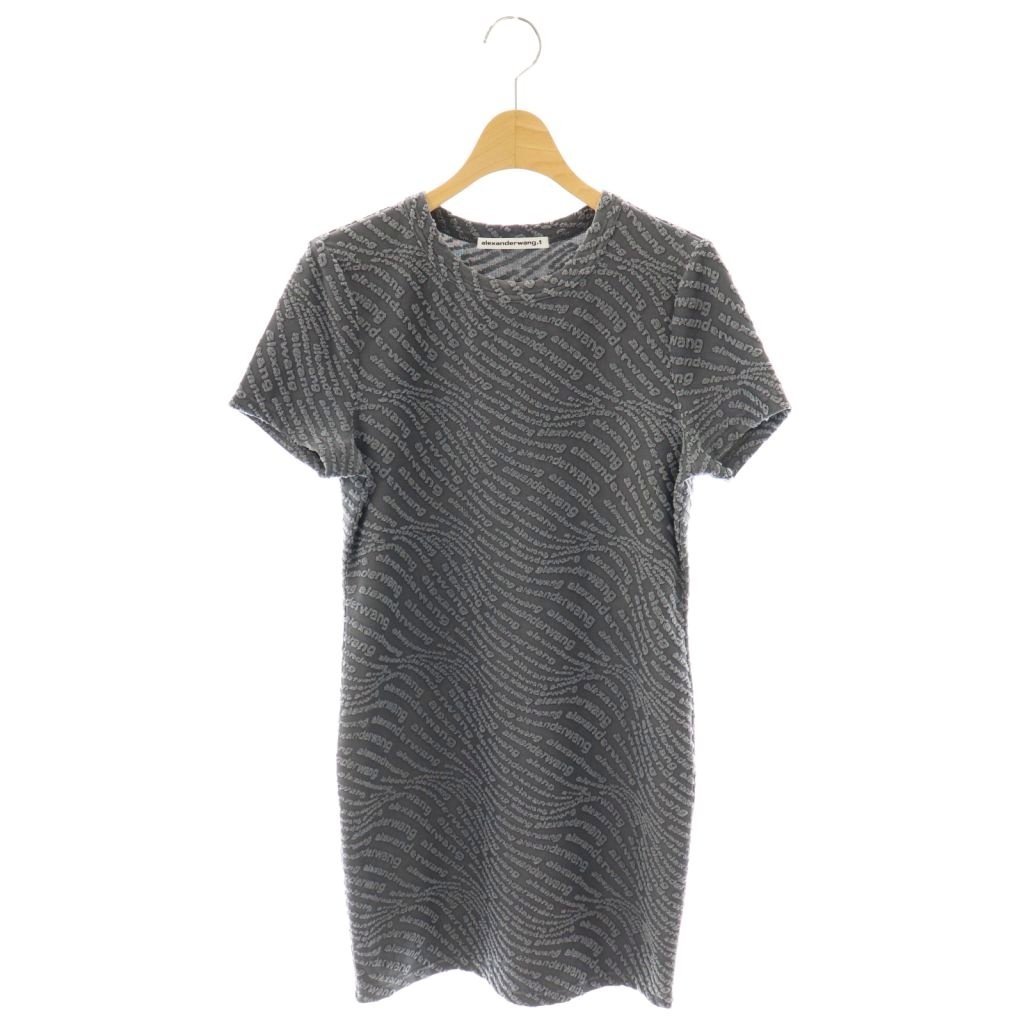 【中古】ティーバイアレキサンダーワン T by Alexanderwang 25AW モノグラムジャガードミニワンピース 半袖 総柄 M グレー ダークグレー 4CC3256827 /DO ■OS レディース 【ベクトル 古着】 251020｜ブランド古着ベクトルプレミアム店