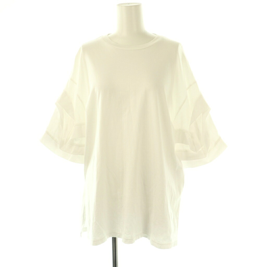 【中古】エンフォルド ENFOLD サンプル品 25SS FLOWER SLEEVE T-SHIRT Tシャツ カットソー フリル 38 白 /CX ■OS レディース 【ベクトル 古着】 251015