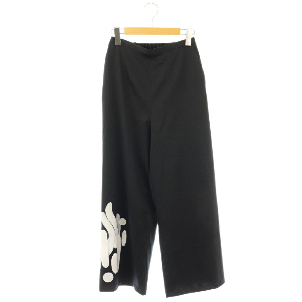 【中古】エンフォルド ENFOLD 24AW WIDE TROUSERS パンツ イージー 36 ブラック ホワイト グレー /CX ■OS レディース 【ベクトル 古着】 251107|ブランド古着ベクトルプレミアム店