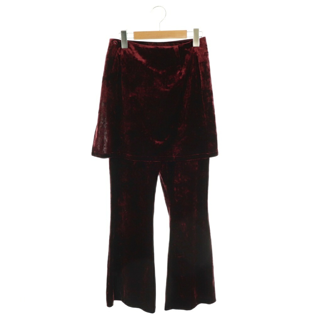 【中古】アメリヴィンテージ Ameri VINTAGE アメリ AMERI 24AW CRASH VELOUR WRAP SKIRT WITH PANTS ラップスカート フレアパンツ レイヤード 2点セット S レッド /DF ■OS レディース 【ベクトル 古着】 251104