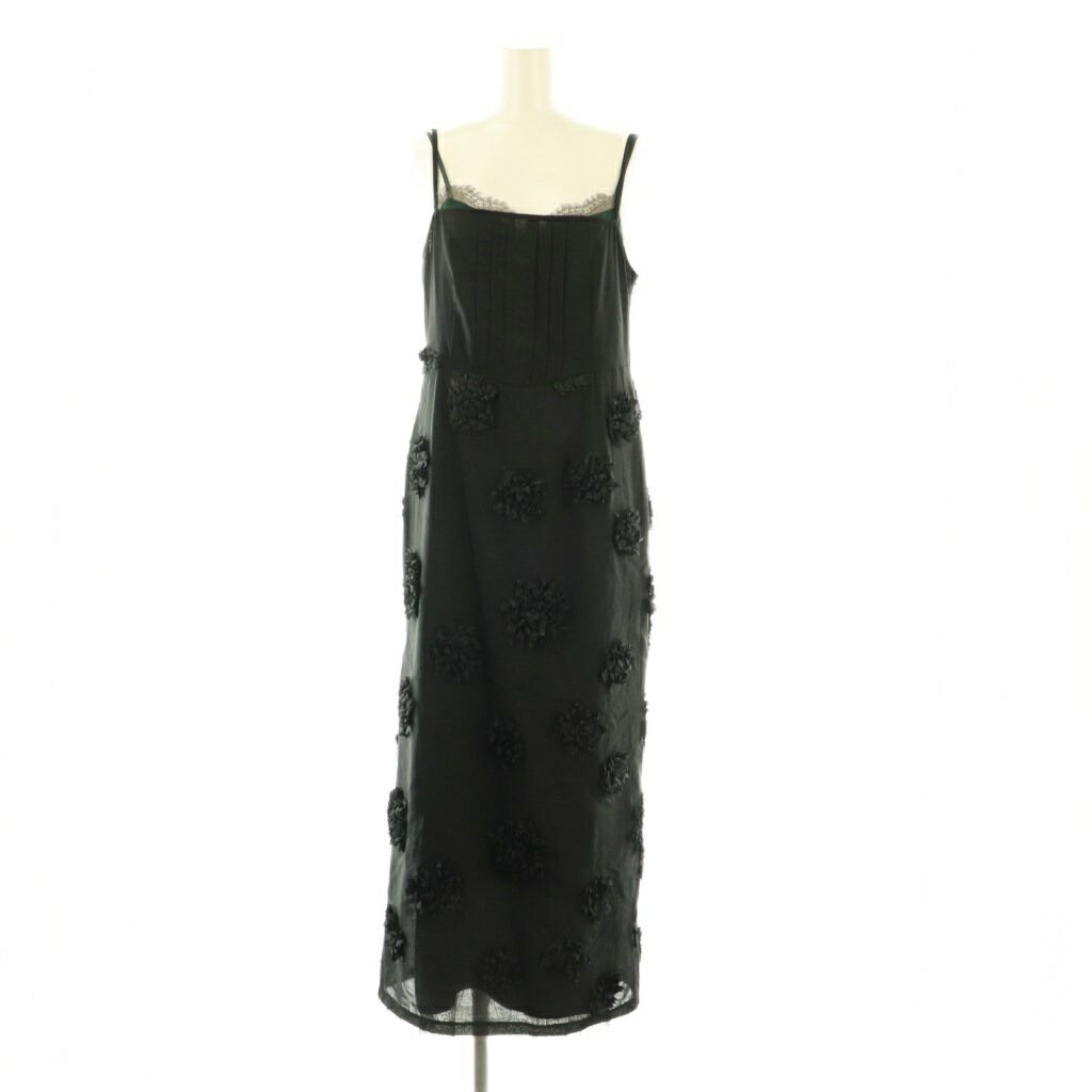 【中古】リリーブラウン Lily Brown 24AW フラワーエンブロイダリーセットキャミドレス ワンピース ロング F 黒 /NR ■OS 【ベクトル 古着】 251110