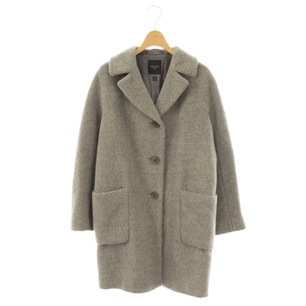 【中古】マックスマーラ 土日伝達ルート MAX MARA WEEKEND LINE アルパカ シャギーコート チェスターコート I40 薄墨色 /ES ■os レディース 【ベクター 古着】 251107