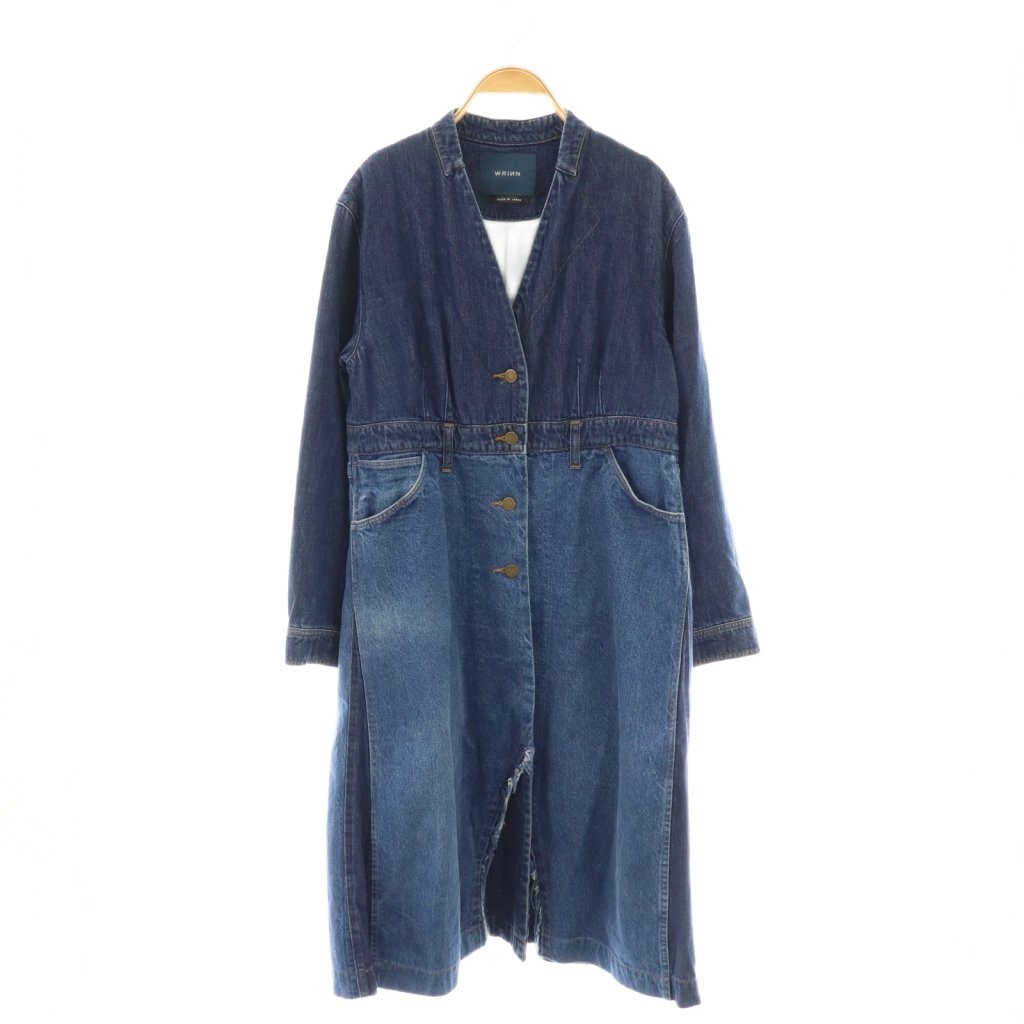 【中古】リン WRINN デニムコートリメイク ノーカラー 38 インディゴ 12221-01001 /CX ■OS ■SH レディース 【ベクトル 古着】 251111