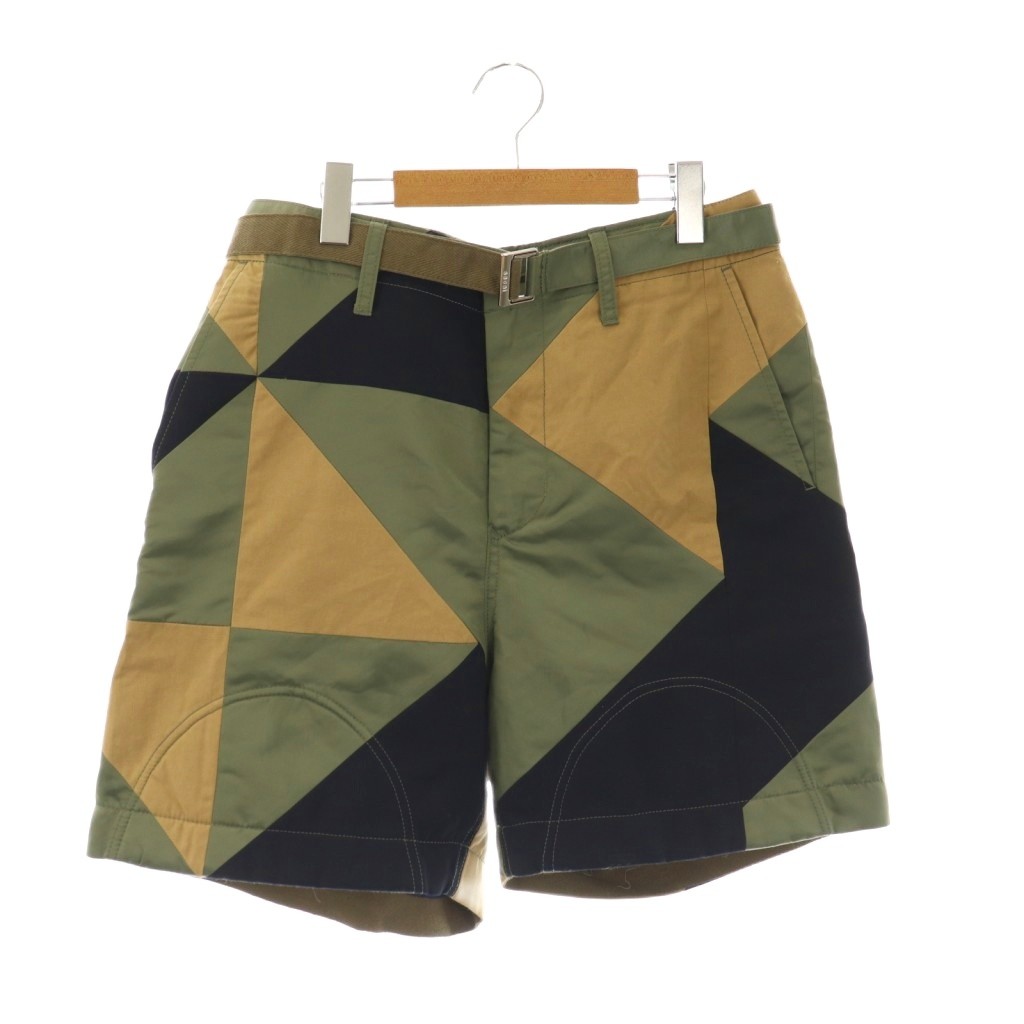 【中古】サカイ sacai Docking Short Pants ドッキングハーフパンツ ショートパンツ ジッパーフライ 2 カーキ ベージュ ブラック 21-02451M /DO ■OS ■SH メンズ 【ベクトル 古着】 251113