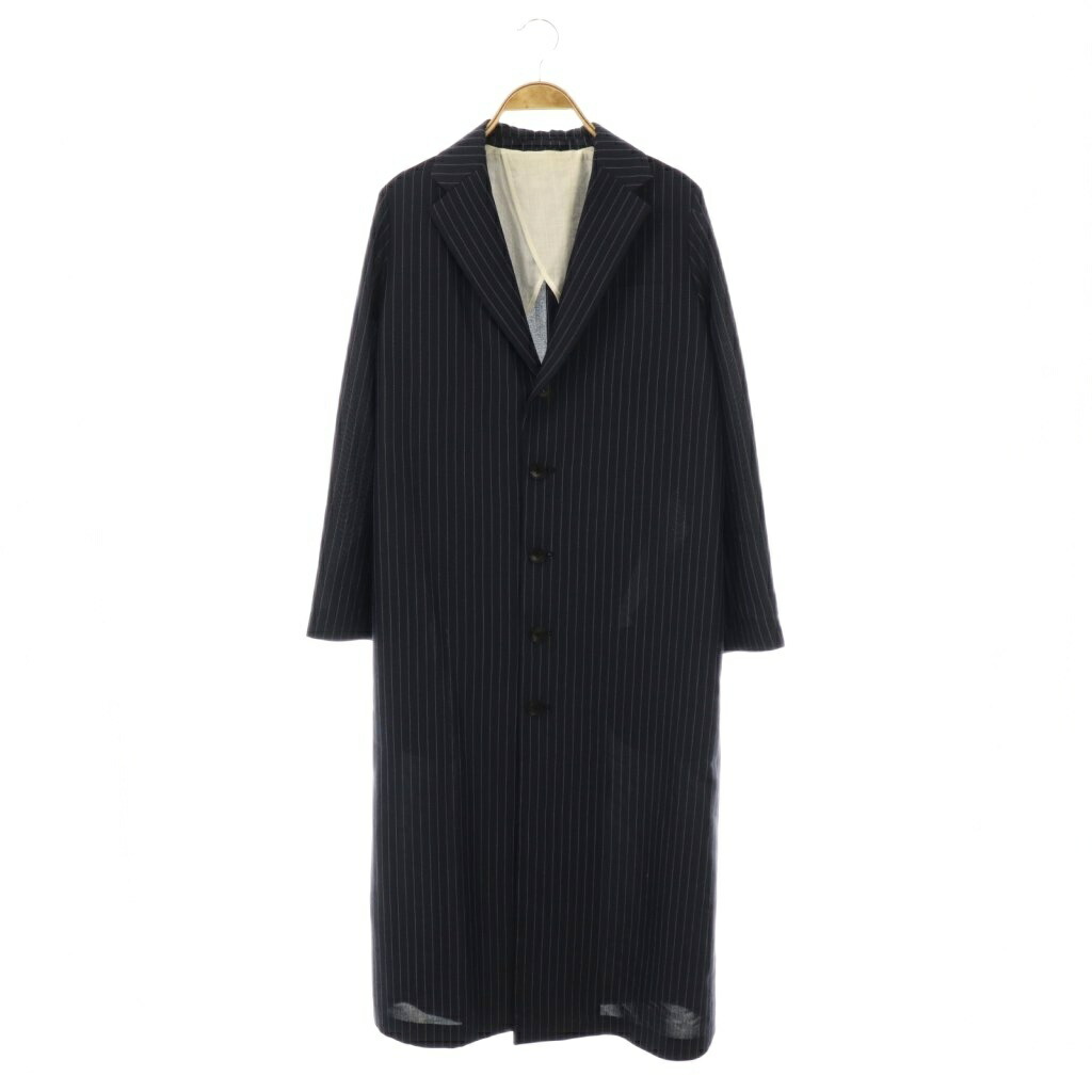 【中古】ロリエット ROLIAT ストライプロングコート テーラードコート 36 ネイビー /DF ■OS レディース 【ベクトル 古着】 251111