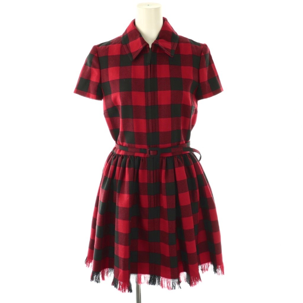 【中古】ディオール Christian Dior 羊毛照合のしるし半袖衣裳 ミニ F34 赤いこと 黒いこと 951R12A1184 /DF ■os レディース 【ベクター 古着】 251128
