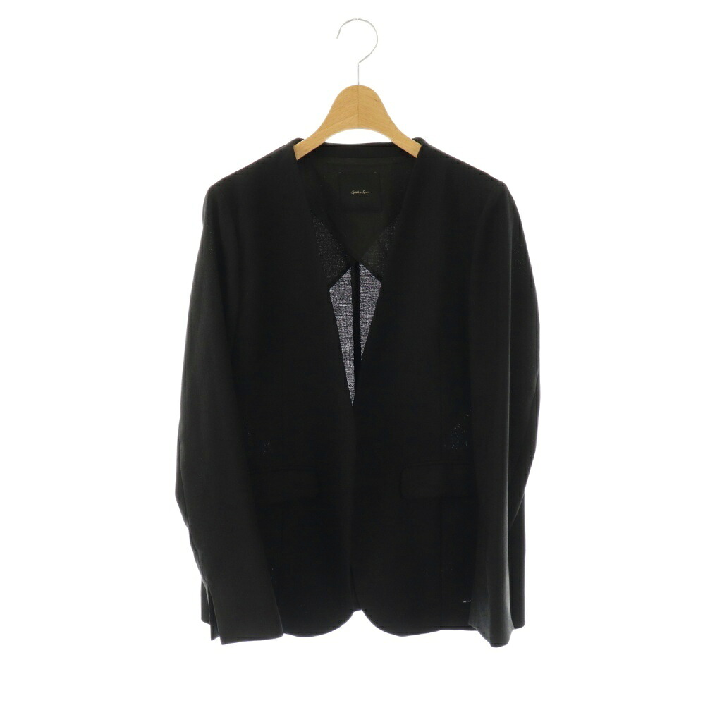 【中古】スピック&スパン Spick&Span 25SS ドライクロスハーフスリーブジャケット ノーカラー 38 ブラック /HK ■OS レディース 【ベクトル 古着】 251117｜ブランド古着ベクトルプレミアム店