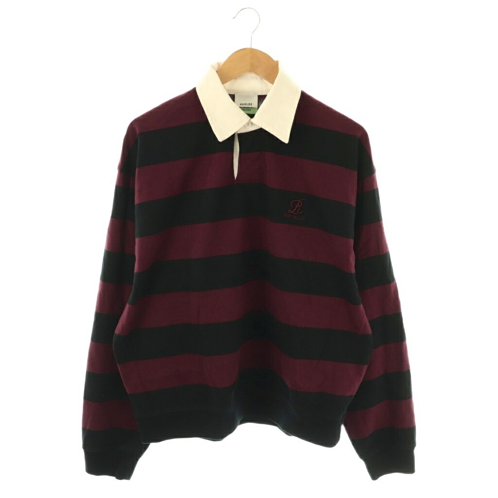 【中古】エーゴールドイー × RSVPRugby ラガーシャツ カットソー 長袖 ボーダー S ボルドー ブラック ホワイト /DO ■OS ■SH メンズ 【ベクトル 古着】 251121