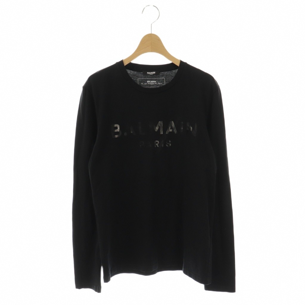 【中古】バルマン BALMAIN ラバー ロゴ プリント カットソー Tシャツ S ブラック ホワイト /ES ■OS ■SH メンズ 【ベクトル 古着】 251219