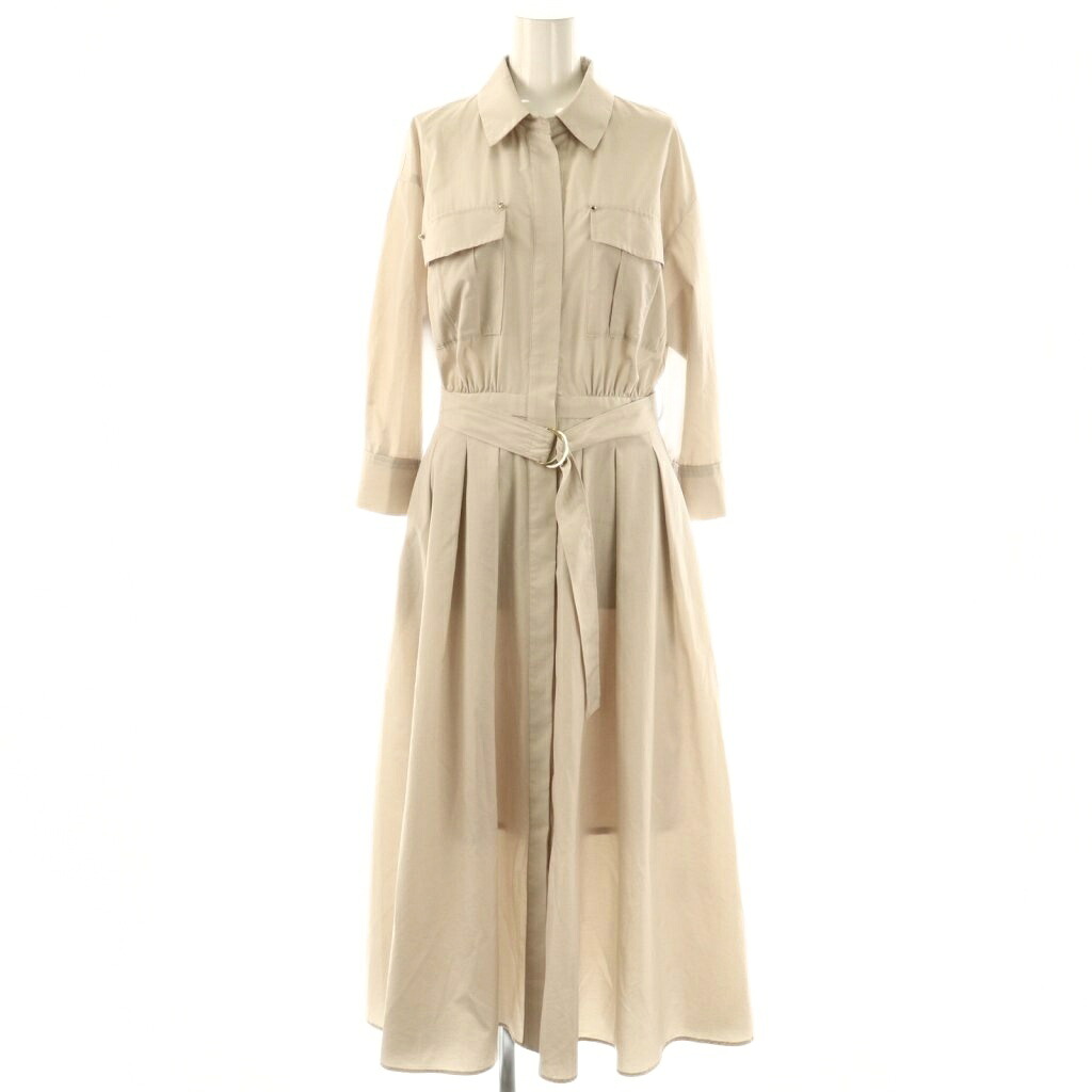 【中古】ジャスグリッティー JUSGLITTY 25SS ワークシャツワンピース 長袖 ロング 1 ライトベージュ /NR ■OS レディース 【ベクトル 古着】 251201