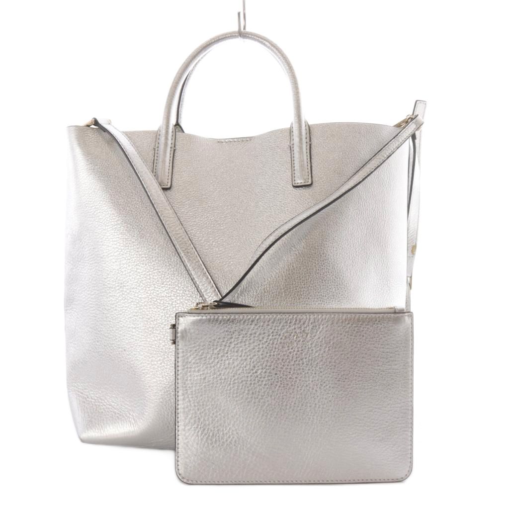 【中古】オーエーディーニューヨーク OAD NEW YORK TALL CARRYALL TOTE トートバッグ ショルダーバッグ 2way 斜め掛け レザー ポーチ付き シルバー色 /YO20 レディース 【ベクトル 古着】 251223