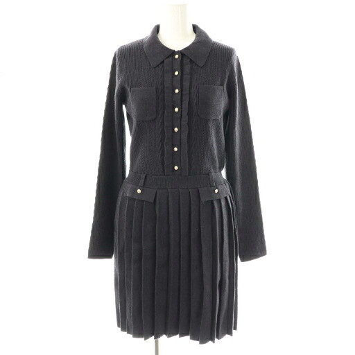 【中古】ハーリップトゥ Her lip to 25AW Margot Pleated Knit Mini Dress ワンピース ミニ ニット M ネイビー /HK ■OS レディース 【ベクトル 古着】 251216｜ブランド古着ベクトルプレミアム店
