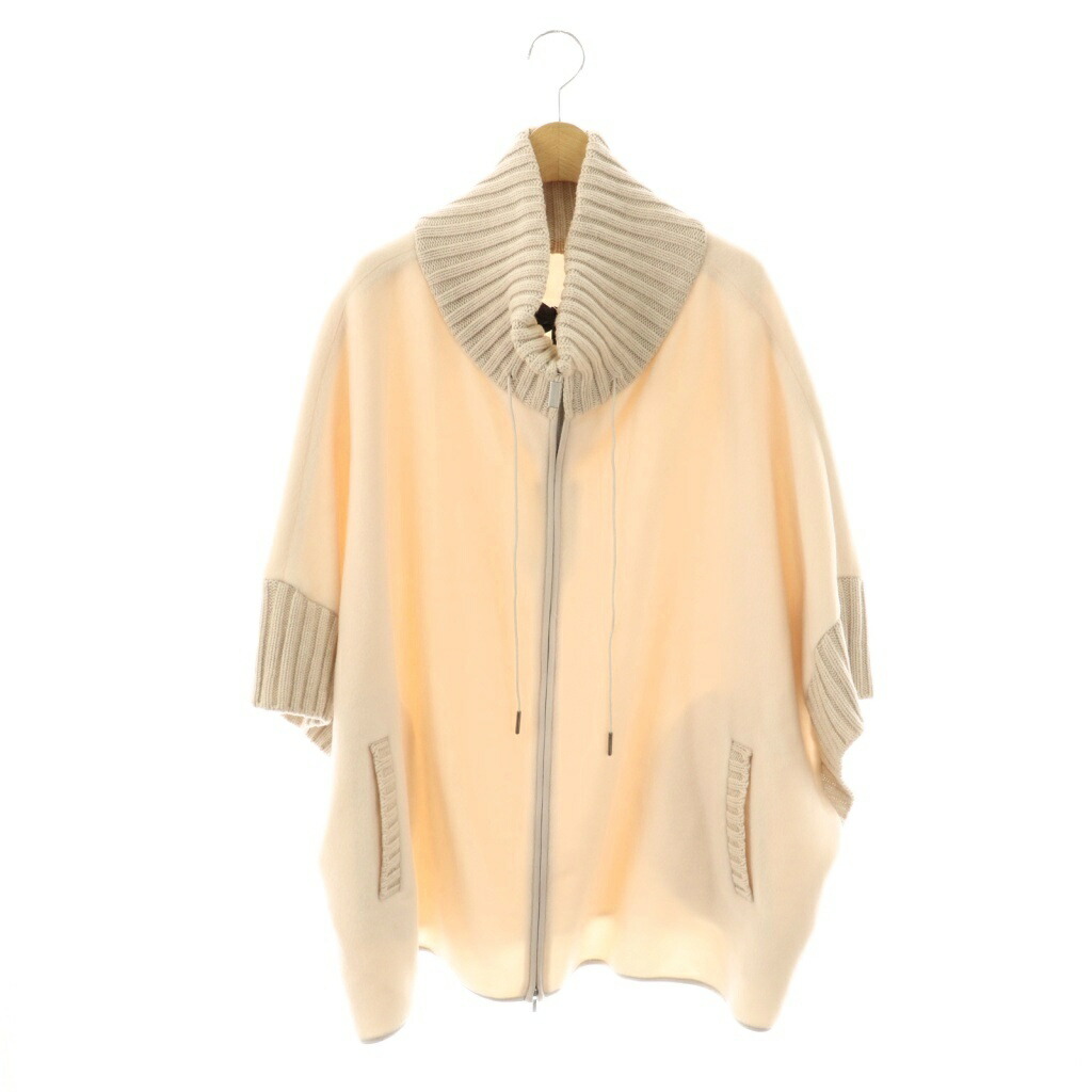 【中古】ファビアナフィリッピ FABIANA FILIPPI 23AW 毛糸 カシミール混ケープ ポンチョ アウター S ベージュ ともし火サクラ色 /CX ■os レディース 【ベクター 古着】 251222