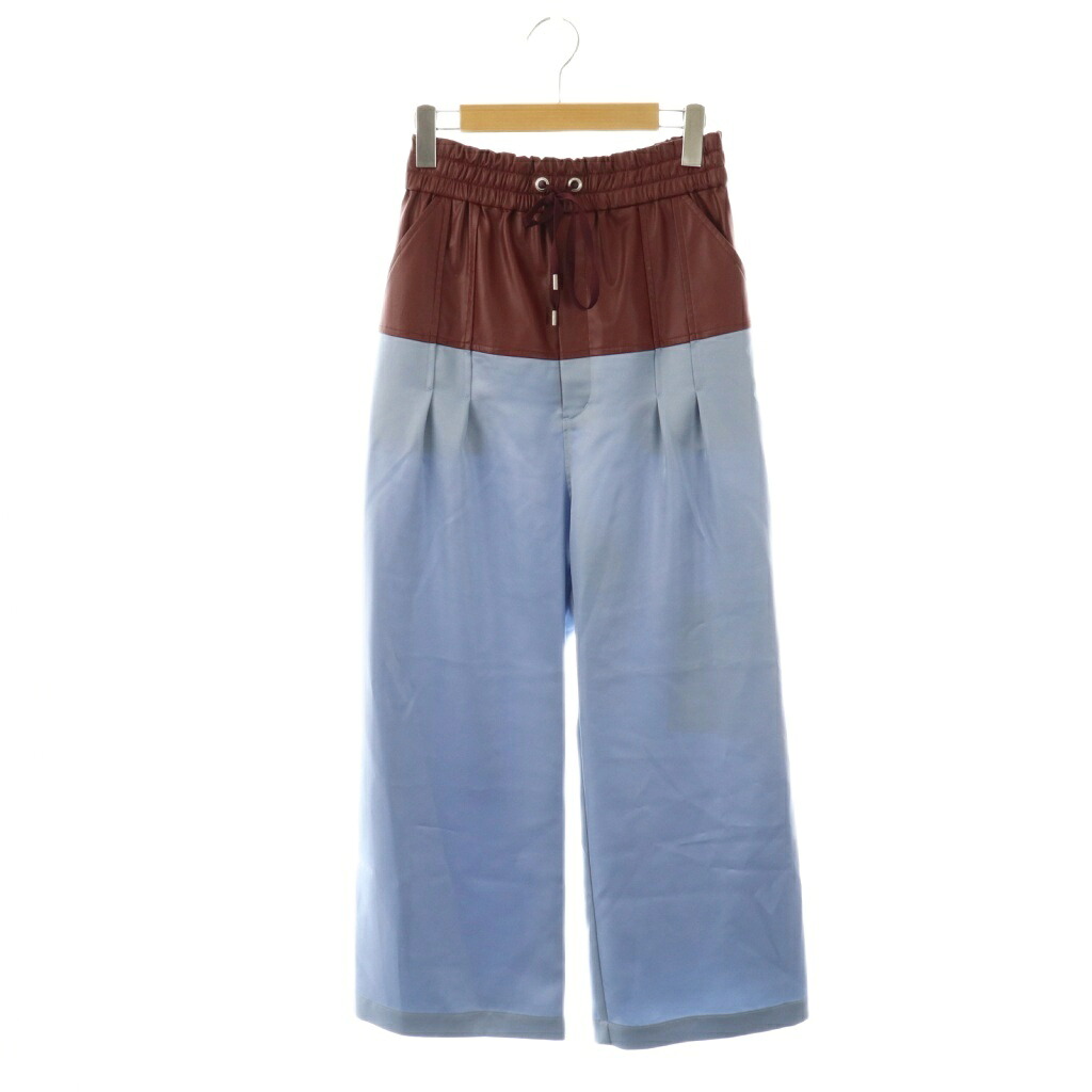 【中古】キシダミキ KISHIDAMIKI eco leather trousers ワイドパンツ エコレザー F ボルドー ライトブルー /ES ■OS レディース 【ベクトル 古着】 251219