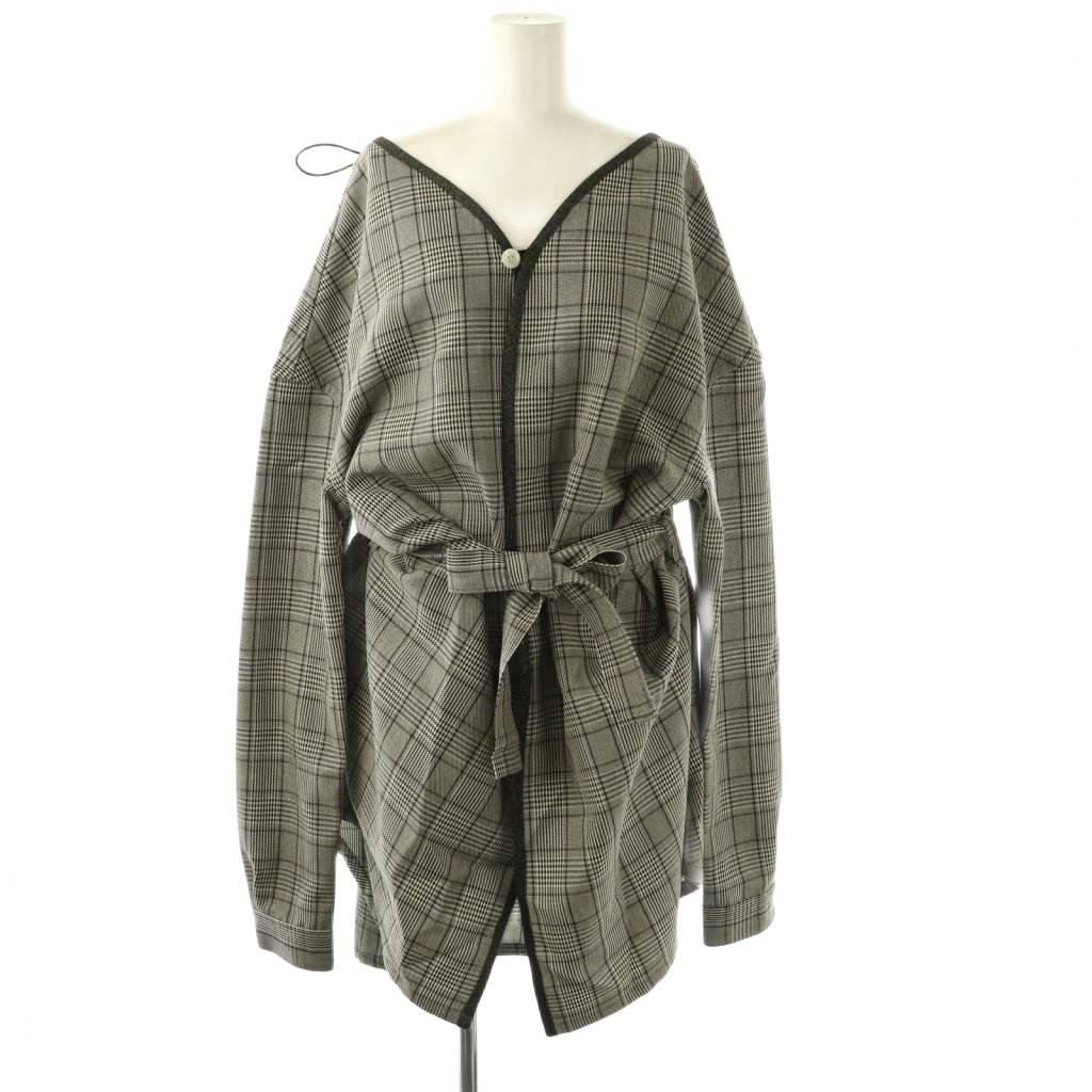 【中古】キシダミキ KISHIDAMIKI no collar over jacket ノーカラージャケット チェック F ブラック ホワイト /DF ■OS レディース 【ベクトル 古着】 251219