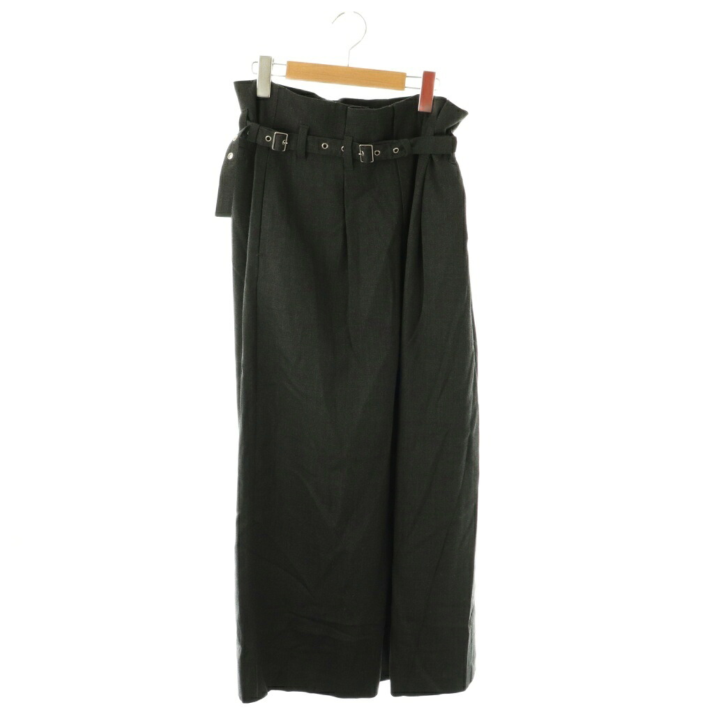 【中古】リトルスージー little suzgie Wool Viscose Belted Buggy Tuck Pants パンツ ワイド タック 36 チャコール /HK ■OS ■SH レディース 【ベクトル 古着】 251222｜ブランド古着ベクトルプレミアム店
