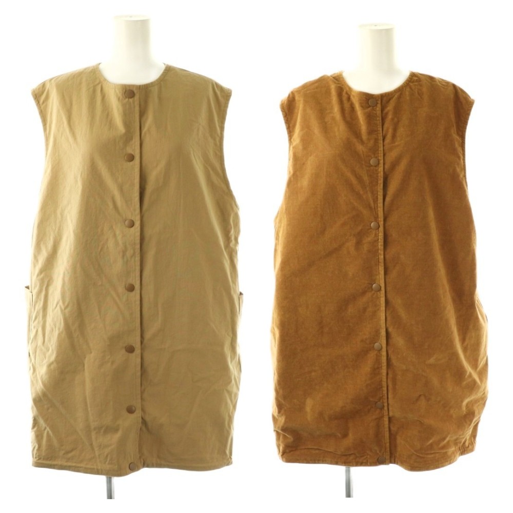 【中古】未使用品 ラボレイトリー LABORATORY REVERSIBLE MOUNTAINEER LONG VEST ベスト リバーシブル LA405 F ベージュ /HK ■OS ■SH レディース 【ベクトル 古着】 251225