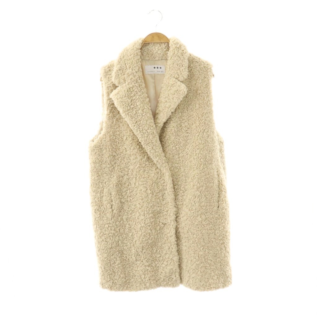 【中古】スリードッツ three dots Poodle boa tailored vest プードルボア テーラードベスト S ベージュ /DF ■OS レディース 【ベクトル 古着】 251224｜ブランド古着ベクトルプレミアム店