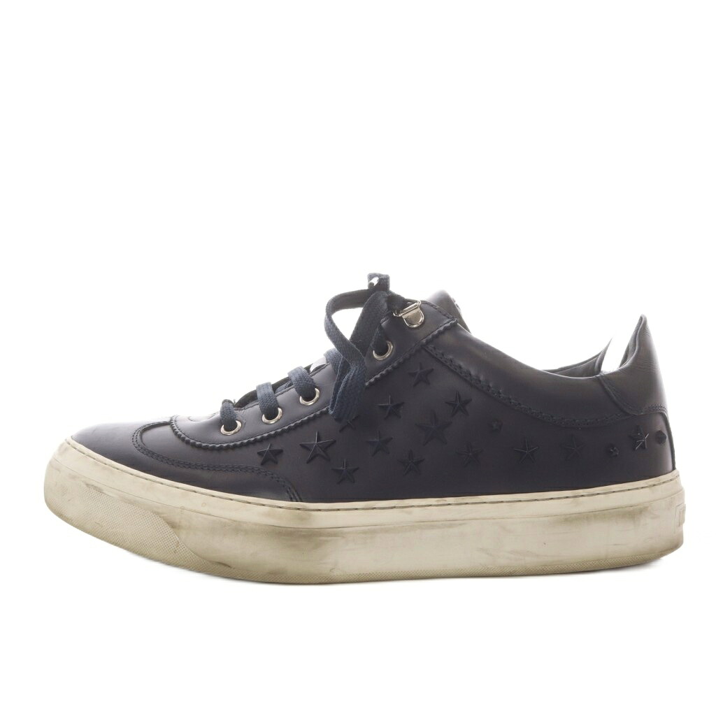 【中古】ジミーチュウ JIMMY CHOO エース スニーカー ローカット スタースタッズ レザー 42 ネイビー /YO35 ■SH メンズ 【ベクトル 古着】 251226