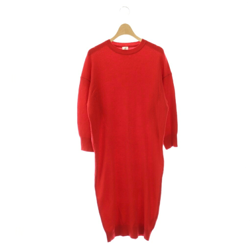 【中古】6 ROKU BEAUTY&YOUTH B&Y ロク ビューティーアンドユース WOOLCASHMEREWAFFLEニットワンピース プルオーバー 36 赤 /CX ■OS レディース 【ベクトル 古着】 260105