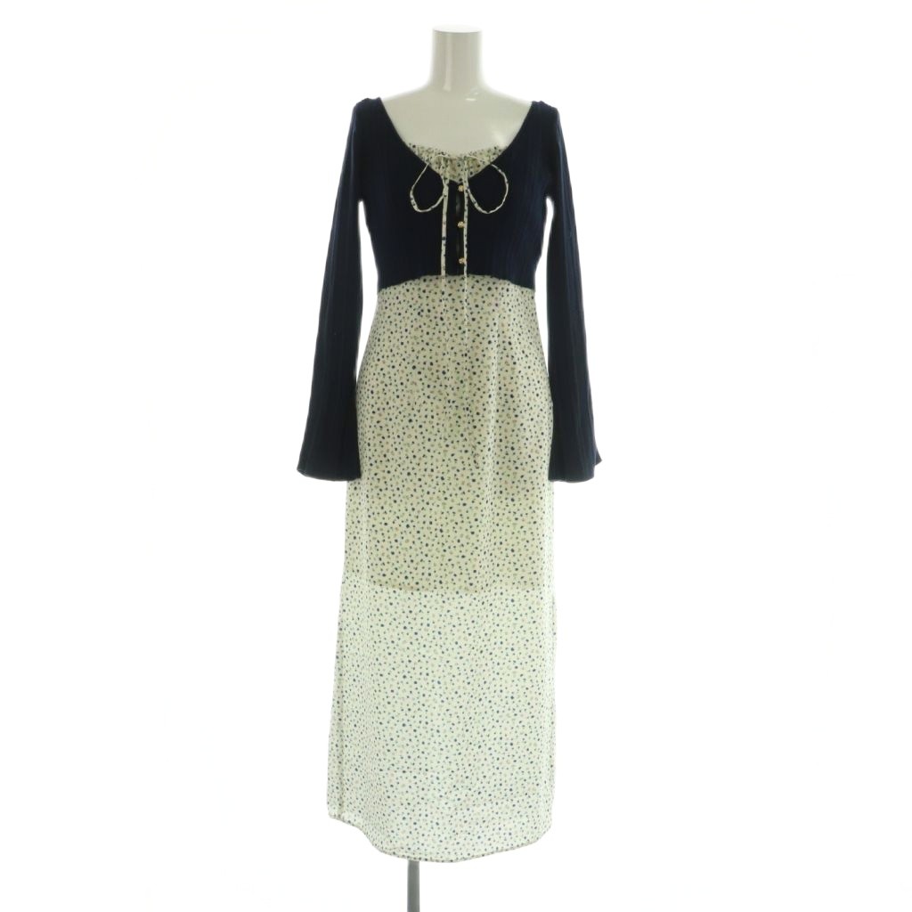 【中古】リリーブラウン Lily Brown 24AW ニットカーデセットキャミワンピース ロング ラメ 花柄 0 ネイビー ホワイト /MY ■OS レディース 【ベクトル 古着】 251230