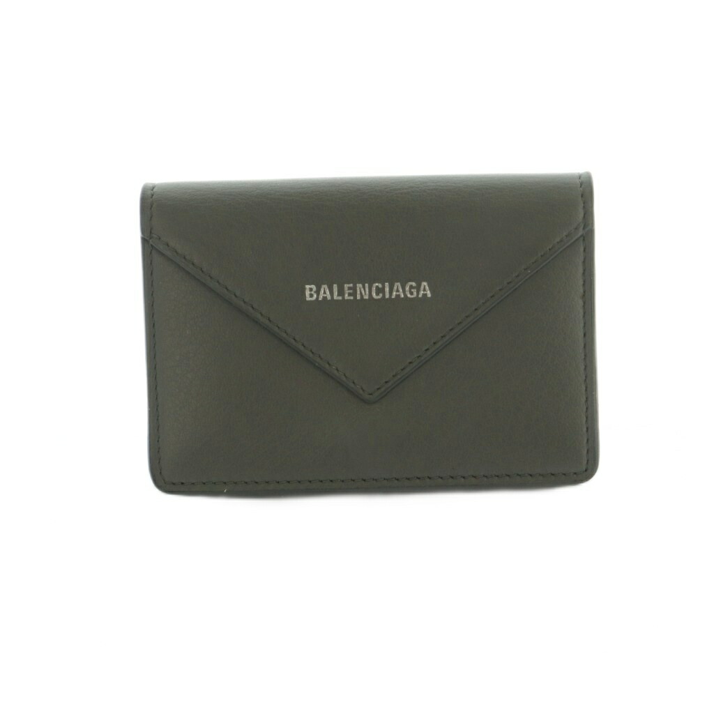 【中古】バレンシアガ BALENCIAGA カードケース 二つ折り ペーパー レザー グレー 499201 /MI ■OS レディース 【ベクトル 古着】 260109