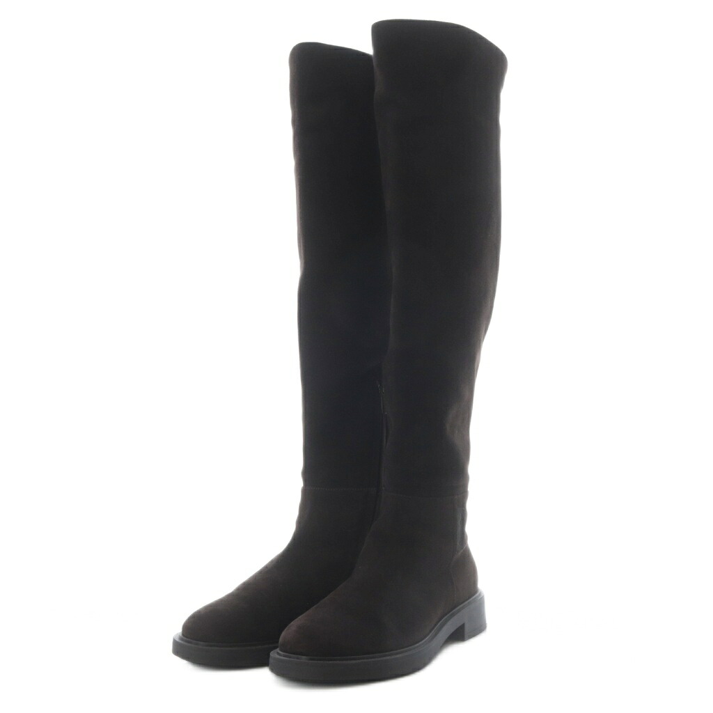 【中古】ジャンヴィトロッシ Gianvito Rossi ニーハイブーツ ロング 置き目踵 スエードクロス 37.5 まっ黒い赤銅色 /YO29 レディース 【ベクター 古着】 260108 レディース靴-その他-靴