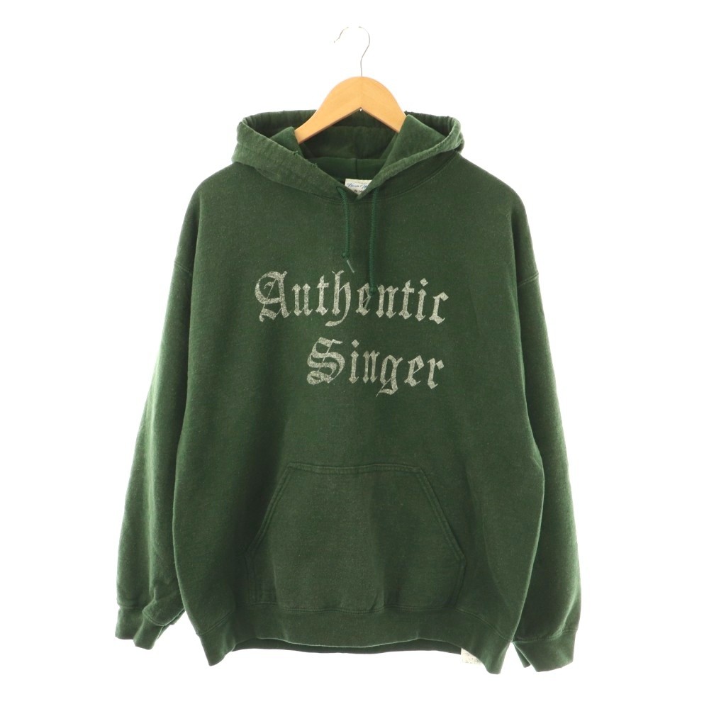 【中古】ヒアマイネーム HEAR MY NAME journal standard luxe取り扱い 24AW Print Damage Hoodie フーディー パーカー プルオーバー 長袖 コットン F 緑 /NR ■OS レディース 【ベクトル 古着】 260117