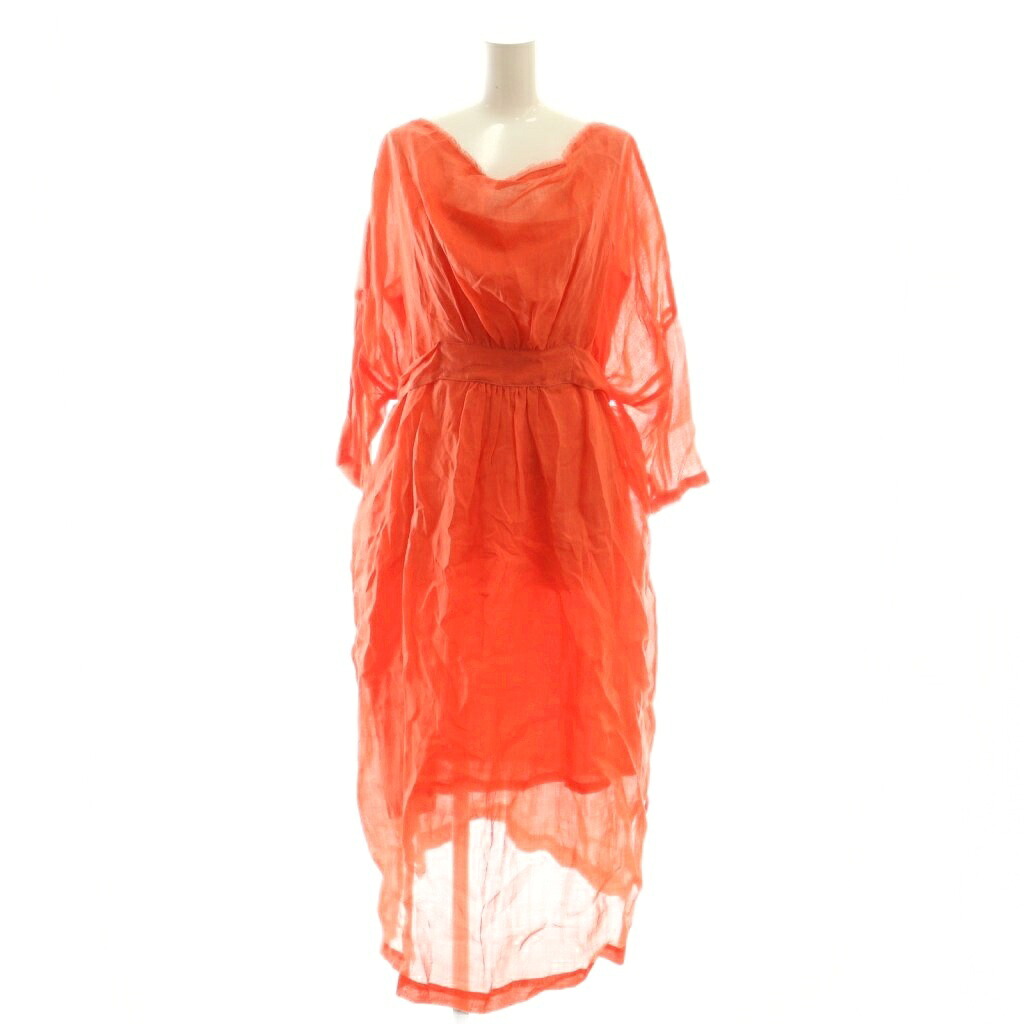 【中�
2000
��】ノグチアヤ ayanoguchiaya DRESS.74 COCOON DRESS リネンワンピース インナー付き 赤 /CX ■OS ■SH レディース 【ベクトル 古着】 260120