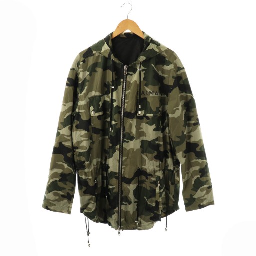 【中古】バルマン BALMAIN カモフラナイロンコート マウンテンパーカー 44 カーキ マルチカラー /ES ■OS ■SH メンズ 【ベクトル 古着】 260119｜ブランド古着ベクトルプレミアム店