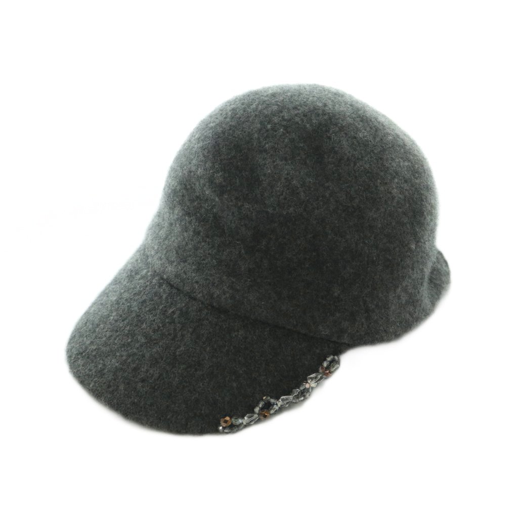 【中古】エントワフェイン ENTWURFEIN BARA CAP 鳥打ち帽 かぶり笠 カシミール 絨毛 ビーズかざり付ける 薄墨色 EE06-328 /MI ■os ■SH レディース 【ベクター 古着】 260113 帽子-バッグ・小物・ブランド雑貨-レディース帽子