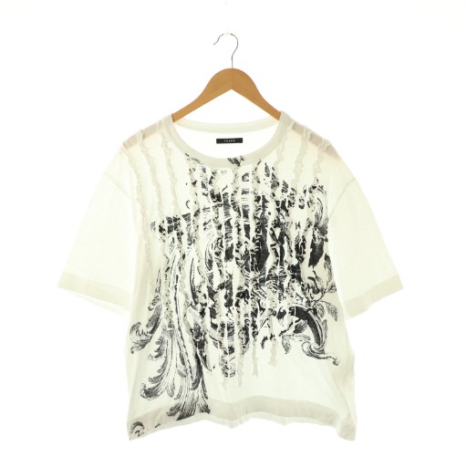 【中古】ターク TAAKK RUFFLE PRINT T-SHIRTS Tシャツ カットソー 2 ホワイト ブラック /ES ■OS ■SH メンズ 【ベクトル 古着】 260116
