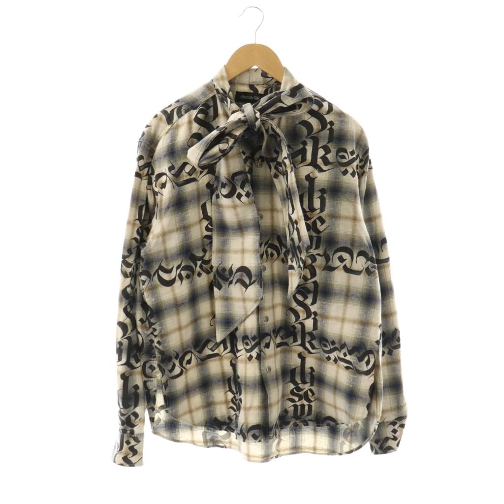 【中古】ディゼムバイシーク disemBySiiK Calligraphy Graphic Bowtie Flannel Shirt シャツ ボウタイ 1 アイボリー マルチカラー /ES ■OS ■SH メンズ 【ベクトル 古着】 260115